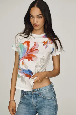 Pilcro Bennie Cotton Slub Crew-Neck Slim Tee by Pilcro