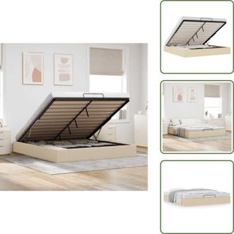 vidaXL Meccanismo di sollevamento - vidaXL Struttura Letto Pouf senza Materasso Crema 180x200 cm Tessuto - Letto con doghe