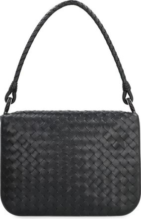 Bottega Veneta Leren Messenger Tas met Intrecciato Motief - Heren - Schoudertassen - Zwart - ONE Size - Leer - Tassen