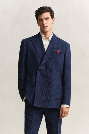 GANT Men Indigo Seersucker Suit Jacket (50) MID BLUE