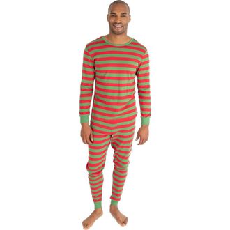 Leveret Mens Cotton Striped Matching Family Holiday Pajamas in Red & Green at Nordstrom, Size Xx-Large
