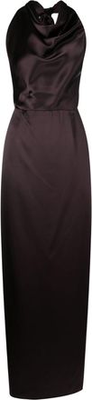 VOZ convertible halterneck satin maxi dress - women - Silk Satin - S - Brown