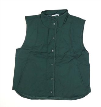 Staccato Womens Quilted Snap Button Vest In Green