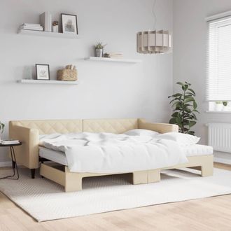 vidaXL Vidaxl - Sof&aacute; Cama Nido Con Colch&oacute;n Tela Crema 90x200 Cm