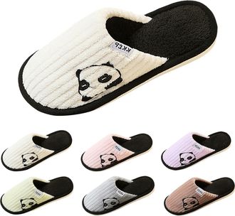Generic Womens Flat Slippers Womens Panda Slippers Cute Cartoon Slipper Closed Toe Silent Slipper Winter House Shoes Comfy Warm Slides Wide Fit Ladies Slides 