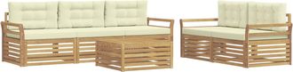 vidaXL Set Di Divani Da Esterno 6 Pz Bianco E Crema Vidaxl