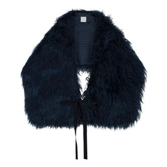 Stella Jean Accessoires, Dames, Blauw, ONE Size, Polyester, Faux-Fur Stropdas Sjaal