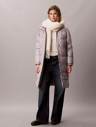 Calvin Klein Abrigo De Plumas Largo Con Capucha Brillante
