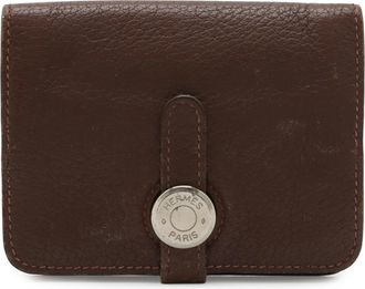 Herm&egrave;s Dogon Brown Togo Leather Coin Purse/Coin Case (Pre-Owned)