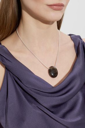 LI&Eacute; STUDIO Julia Necklace With A Semi-precious Stone, Womens, Silver