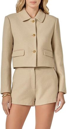 English Factory Cropped Wool Blend Jacket in Beige at Nordstrom, Size X-Small