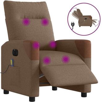 vidaXL Sill&oacute;n Reclinable De Masaje El&eacute;ctrico Tela Marr&oacute;n Vidaxl