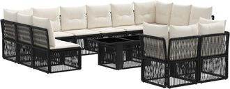 vidaXL Conjunto De Sof&aacute;s De Jard&iacute;n 13 Uds. Negro Rat&aacute;n Sint&eacute;tico Vidaxl