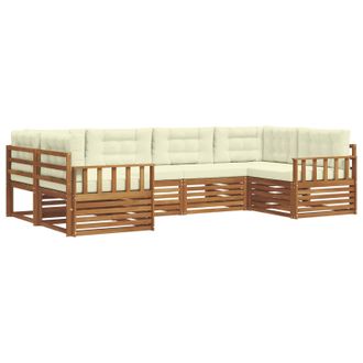 vidaXL Conjunto De Sof&aacute;s De Exterior Con Coj&iacute;n 6 Pcs Natural Y Crema Vidaxl
