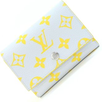 Louis Vuitton Light Gray Yellow Monogram Canvas Wallet (Tri-Fold) (Pre-Owned)