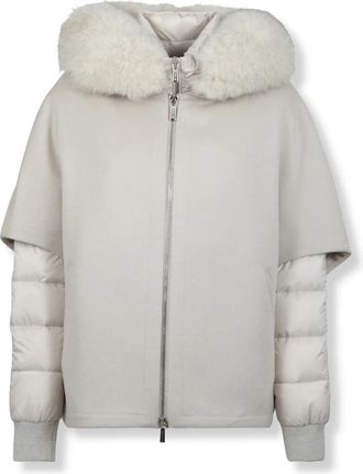 Moorer Pegaso-Cwr Short Cape - Dames - Gewatteerde jassen - Grijs - L - Wol - Jassen