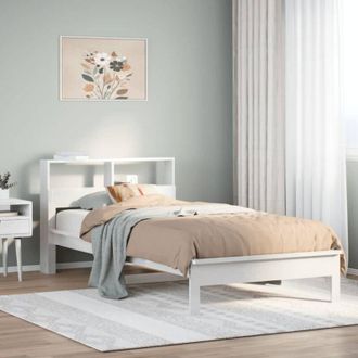 vidaXL Vidaxl - Cama Con Estanter&iacute;a Sin Colch&oacute;n Madera Maciza Blanco 90x200 Cm