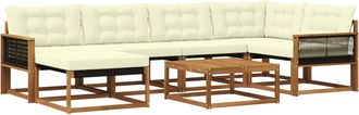 vidaXL Conjunto De Sof&aacute;s De Exterior 7 Uds. Natural Y Crema Vidaxl