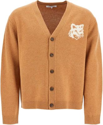 Maison Kitsun&eacute; Intarsia Fox Head Wollen Vest - Heren - Vesten - Beige - S - Wol - Truien & Vesten