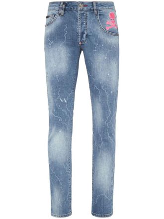 Philipp Plein skull-print straight-leg jeans - Blue