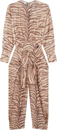Stella McCartney tiger-print organic-silk jumpsuit - women - Organic Silk - 36 - Neutrals