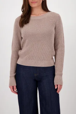 Monari Strickpullover MONARI Pullover Basic Lurex, Damen, Gr. 38, truffle, Strick, Obermaterial: 93% Baumwolle, 7% metallisierte Fasern, unifarben, regular f