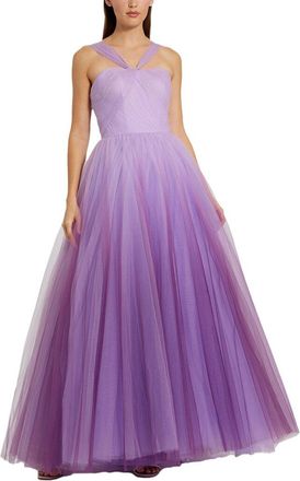Mac Duggal Cross Front Strap Ombre Tulle Gown