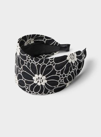 Simons Womens Accent embroidered flower wide headband