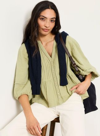 Fat Face FatFace Rosalie Green Petite Embroidered Blouse