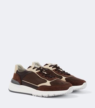 Brunello Cucinelli Leather-trimmed suede sneakers