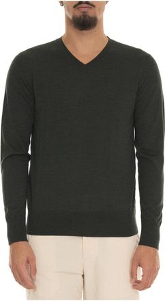 Hindustrie Merino Wol V-hals Trui - Heren - V-hals truien - Groen - M - Wol - Truien & Vesten