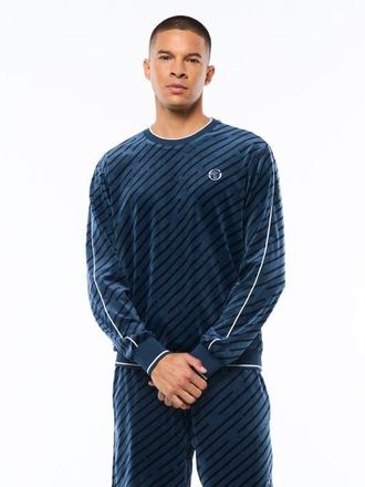 Sergio Tacchini Obliquo Velour Crewneck in Key Largo at Nordstrom, Size Xxx-Large