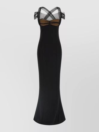 Nensi Dojaka draped maxi dress padded cups mesh