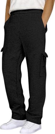 Generic Mens Trosuers Fleece Multi Pockets Warmth Jogging Sweatpants Straight Leg Mens Durable Work Trouser Outdoor Gym Comfort Jogger Elastic Waisted Tracksu