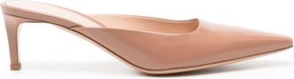 Gianvito Rossi Lindsay 65mm leather mules - women - Calf Leather/Calf Leather/Calf Leather - 37 - Brown
