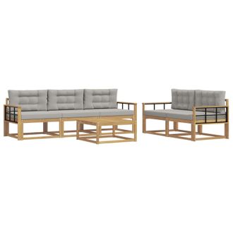 vidaXL Conjunto De Sof&aacute;s De Exterior 6 Pcs Blanco Y Gris Claro Vidaxl