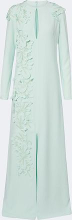 Costarellos Verana embellished floral-appliqu&eacute; cr&ecirc;pe gown