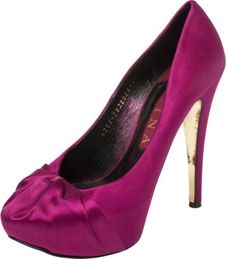Gina Purple Satin Clair Hoodie Platform Pumps