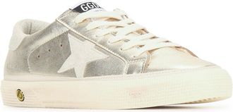 Golden Goose Boys May Laminated Upper Suede Star And Heel Platinumgrey Sneaker