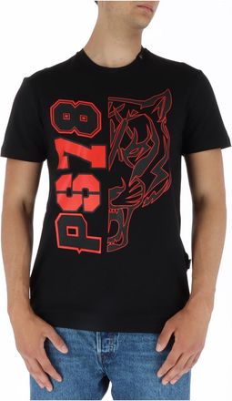Plein Sport Mens PS78 Design Logo Black T-Shirt Cotton - Size Medium