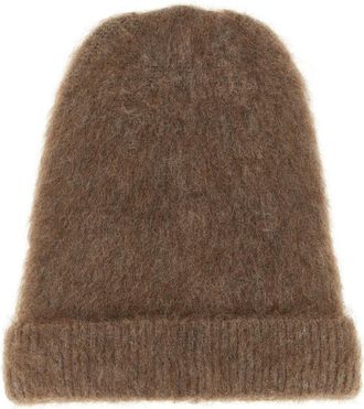 Maison Margiela Brown Four Stitches Textured Beanie Hat