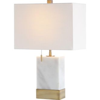 Jonathan Y Designs Trevor Marble/Iron Gold Modern Console LED Table Lamp in White/brass Gold at Nordstrom