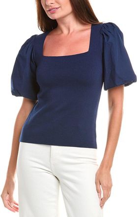 T Tahari Mixed Media Blouson Top