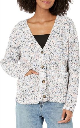 Esqualo Viki V-Neck Open-Knit Cardigan In Multicolor
