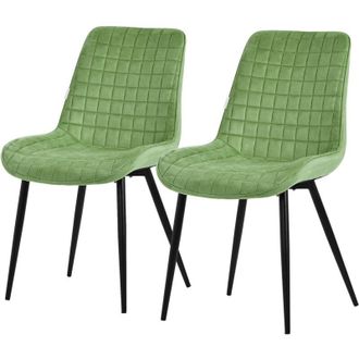 ML Design Set di 2 Sedie per Sala da Pranzo Verde Salvia Seduta in Velluto con Gambe in Metallo Nero Sedie da Cucina con Schienale Poltroncina da Soggiorno