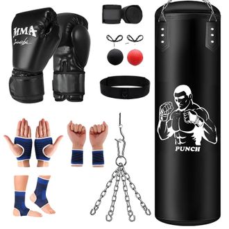 OEM Sacco Da Boxe, Altezza 120 Cm, Portata 24-29 Kg, Accessori Completi Inclusi, Adatto A Partire Dagli 8 Anni, Materiale In Similpelle Microfibra Multist