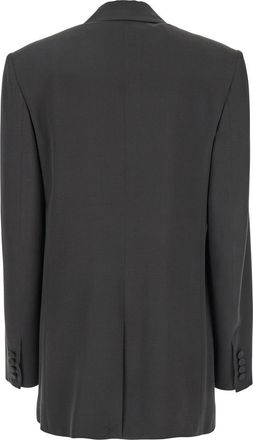 Saint Laurent Womens Grey Single-Breasted Silk Jacket Blazers