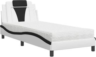 vidaXL Cama Con Colch&oacute;n Cuero Sint&eacute;tico Blanco Y Negro 90x200 Cm Vidaxl