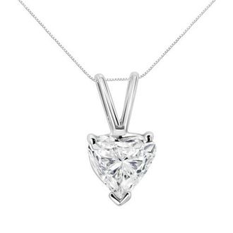 House of Brilliance 14K White Gold 1/2 Cttw 3-Prong Set Heart Shaped Solitaire Lab Grown Diamond 18 Pendant Necklace at Nordstrom