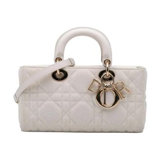 Dior Pre-owned Caro Mini Bag Perforated Canvas - Dames - Pre-owned - Wit - Maat: ONE Size